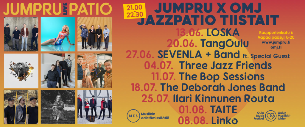 Vielä ehdit elokuussa Jazzpatiolle: TAITE, Linko ja Taiteiden Yössä Jósen Pimeä Puoli! 3 Jumpru x OMJ Jazzpatio 2023